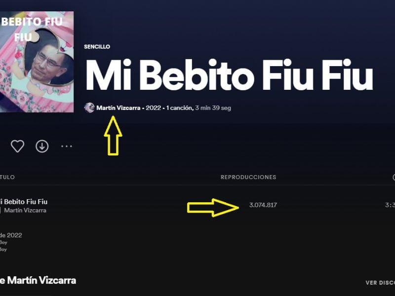 'Mi bebito fiu fiu' regresa a Spotify con Martín Vizcarra como autor