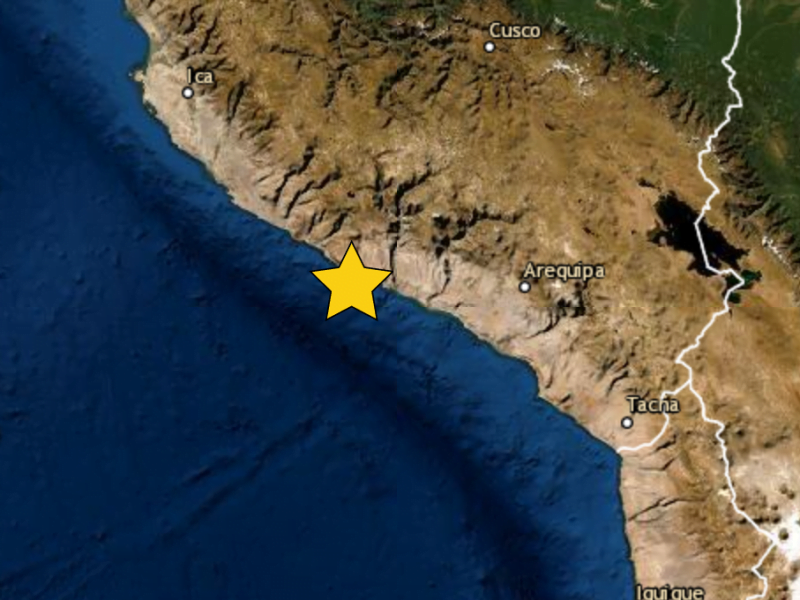 Sismo en Arequipa en el mar