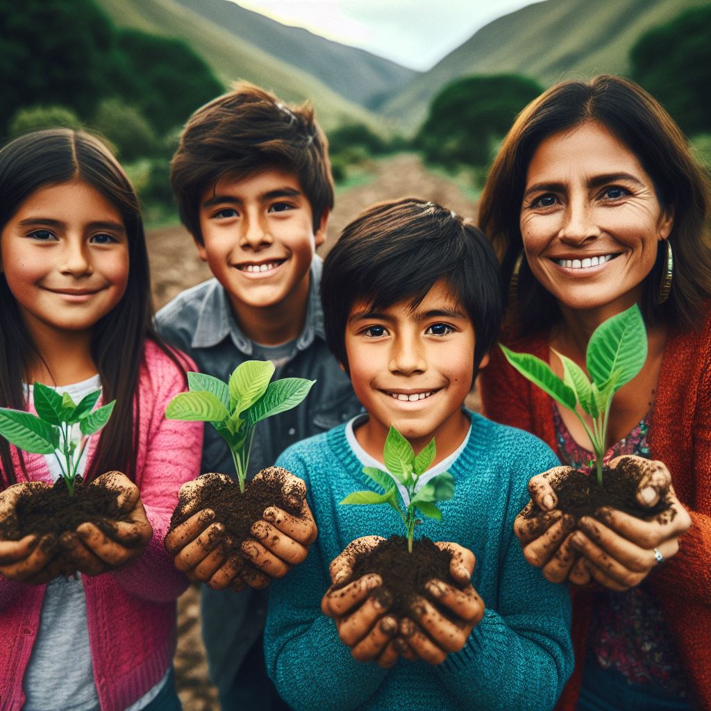 Familias peruanas en defensa del medio ambiente / Imágenes generadas con IA