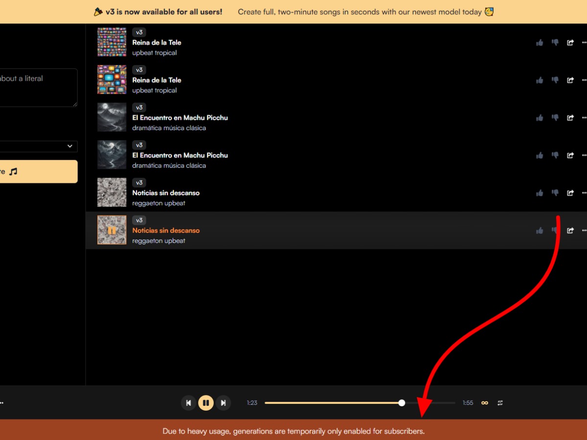 Suno ya no es gratis