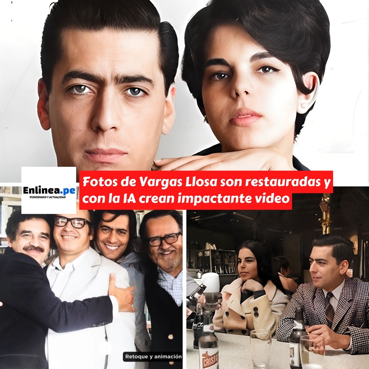 Fotos de Vargas Llosa son restauradas y con la IA crean impactante video