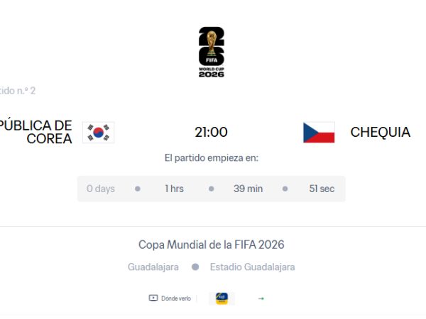 Corea del Sur vs República Checa EN VIVO: marcador del duelo clave del Grupo A del Mundial 2026