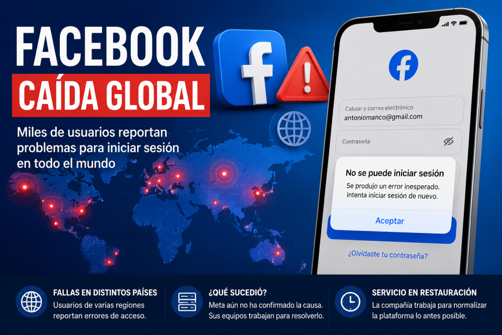 Meta restablece Facebook e Instagram tras interrupción mundial que generó miles de reportes y quejas